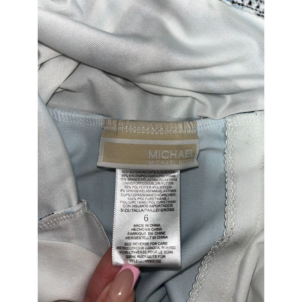 Michael Kors Women's Marine Stripe V-Neck One Pice Swimsuit Size 6 Coastal - Picture 5 of 9